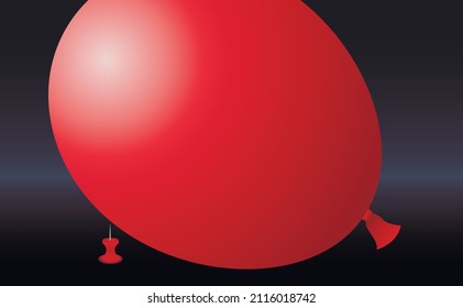 Needle Is About To Burst The Red Ball. The Easiest Way To Get Rid Of The Concept Of Problems, Debt, Stress. Black Background. Copy Space.