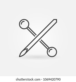 Needle with barbell linear icon - vector piercings concept sign or logo in thin line style