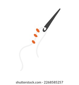 Needle with bead icon. Hand drawn flat illustration of needlework supply, sewing, embroidery, handicrafts, hobby.
