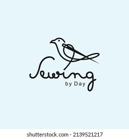 needle bird logo design vector silhouette illustration