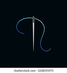 Needle with blue thread icon - Tailor vector concept colorful sign