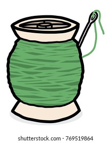 needle and bobbin / cartoon vector and illustration, hand drawn style, isolated on white background.