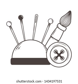 Needle brush and button of tailor shop design