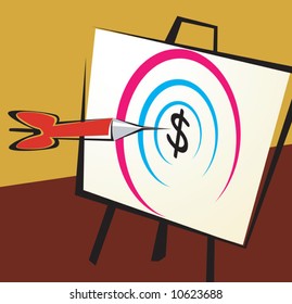 a needle in the bull of a  dollar target sheet	