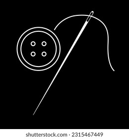 Needle and button icon. Symbol of sewing and tailoring craft. Vector Illustration