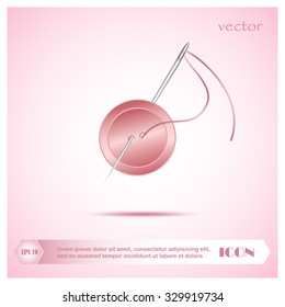 needle and button, vector, icon