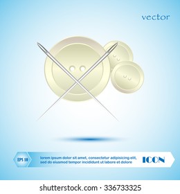 needle and button, vector, icon