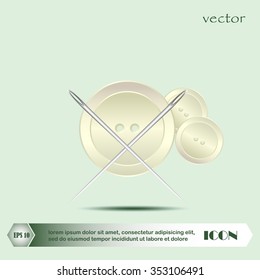 needle and button, vector, icon