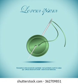 needle and button, vector, icon