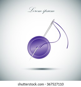 needle and button, vector, icon