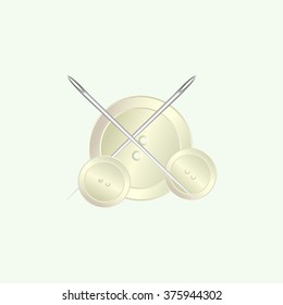 needle and button, vector, icon