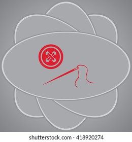 Needle and button vector icon