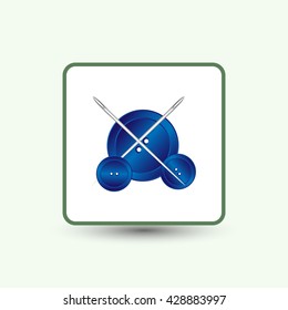 needle and button, vector, icon