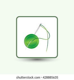 needle and button, vector, icon