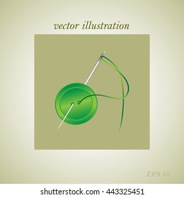 needle and button, vector, icon