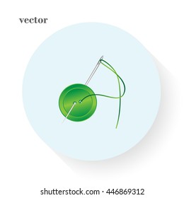 needle and button, vector, icon