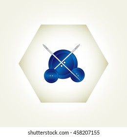needle and button, vector, icon
