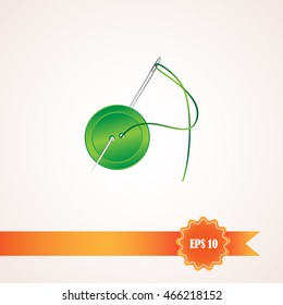 needle and button, vector, icon