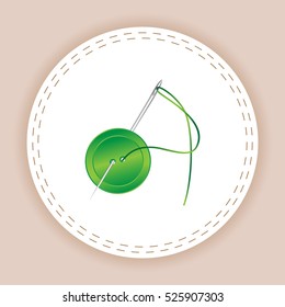 needle and button, vector, icon