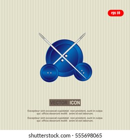 needle and button, vector, icon