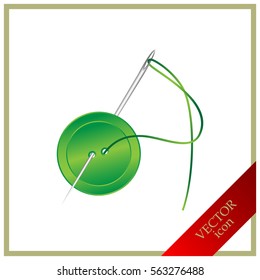 needle and button, vector, icon