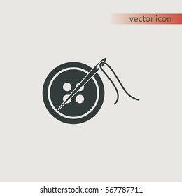 Needle and button, vector icon