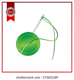 needle and button, vector, icon