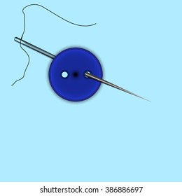 Needle and button. Vector illustration