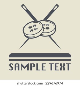 Needle and buttons icon or sign, vector illustration