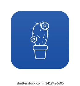 Needle cactus icon blue vector isolated on white background