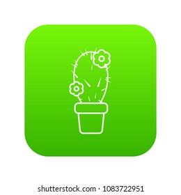 Needle cactus icon green vector isolated on white background