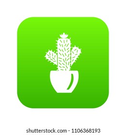 Needle cactus icon green vector isolated on white background