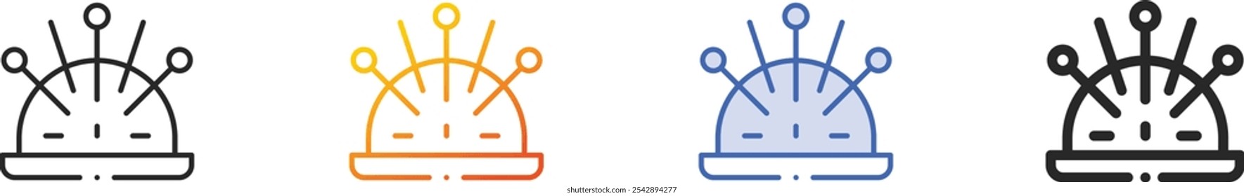 caixa de agulha icon.Thin Linear, Gradiente, Blue Stroke e negrito Estilo Design Isolado no fundo branco