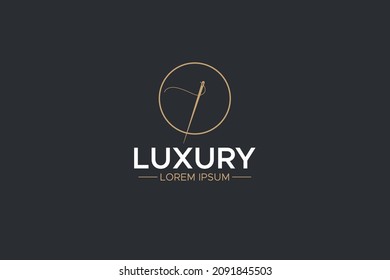 Needle clothing apparel Logo concept. Creative Line Minimal Monogram emblem design template. Universal elegant icon. Premium Graphic Needle Symbol for clothing apparel company
. Vector element