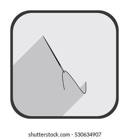 Needle and cotton - black vector icon with  long shadow