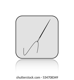Needle and cotton vector icon  with long shadow