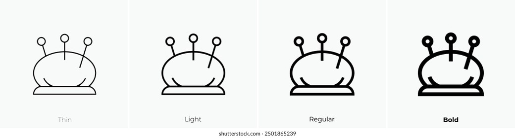 needle cushion icon. Thin, Light Regular And Bold style design isolated on white background