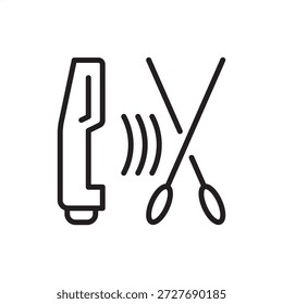 Needle detector icon symbolizing garment safety and quality control, representing metal contamination scanning, apparel needle fragment detection, textile consumer protection, and factory inspection.