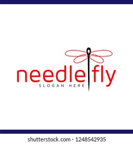 needle with dragonfly logotype vector template