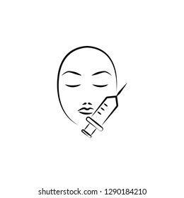  needle, face, beauty hand drawn icon on white background