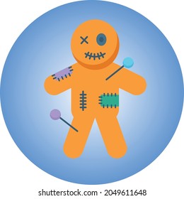 Needle felted Dead Child Vector Icon Design, Kids Dead Body  with Rags Sign, Halloween 31 October Symbol, Voodoo Doll Concept, Evil Night Stock illustration