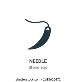 Needle glyph icon vector on white background. Flat vector needle icon symbol sign from modern stone age collection for mobile concept and web apps design.
