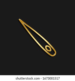 icono de oro de aguja. Ilustración vectorial de fondo oscuro dorado