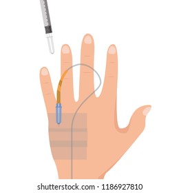 needle and hand vector. free space for text. wallpaper. background.
