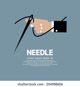 Needle In Hand Vector Illustration