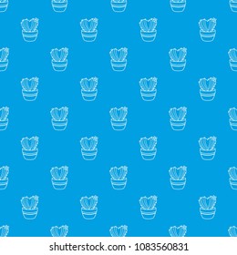 Needle heart cactus pattern vector seamless blue repeat for any use