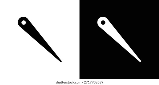 Ícone de agulha pictograma preto achatado. Para design gráfico e web.