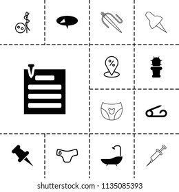 Needle icon. collection of 13 needle filled and outline icons such as pin, cactus, paper pin, children panties, sale location. editable needle icons for web and mobile.