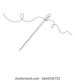 Aguja   icono   Dibujo continuo de una línea de Ilustración vectorial de contorno 