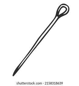 Needle icon in doodle sketch lines. Fashion industry sewing dressmaker tailor